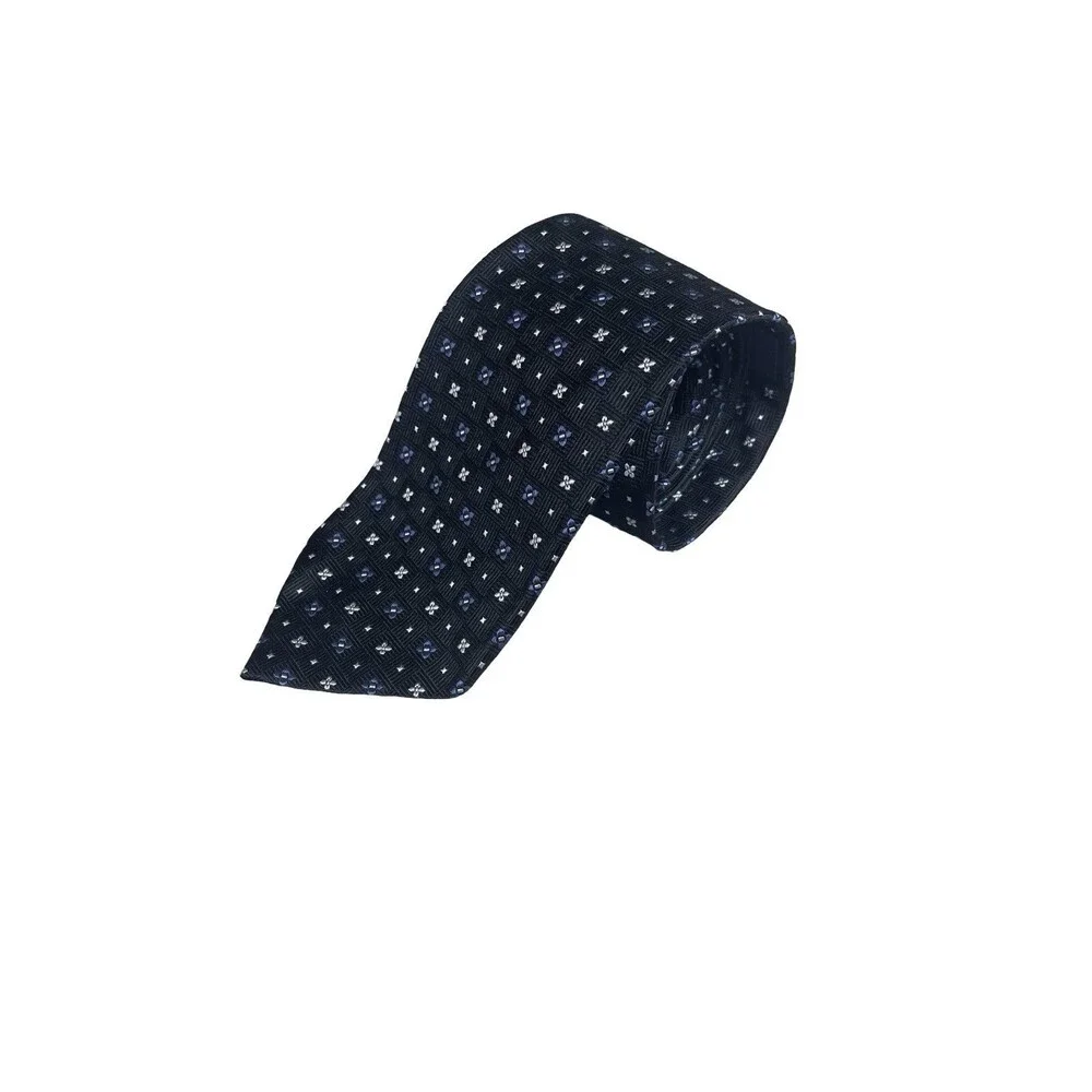 Brooks Brothers made in the USA Navy Blue 100% Silk Tie Blue and white Classic